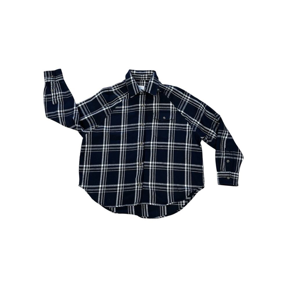 NWOT BILLABONG Long Sleeve Blue/White Flannel Womens Size Small Outdoor Casual